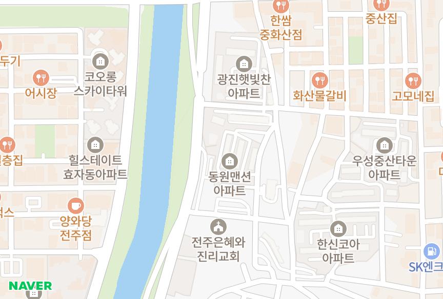 전북특별자치도 전주시 완산구 중화산동2가 동원맨션 위치·실거래 시세 지도