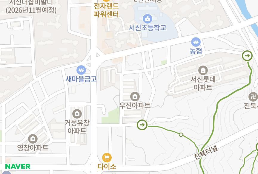 전북특별자치도 전주시 완산구 서신동 우신5,6,7동 위치·실거래 시세 지도