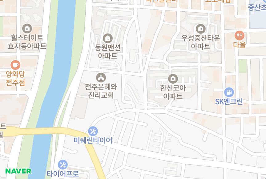전북특별자치도 전주시 완산구 중화산동2가 신동아화산 위치·실거래 시세 지도