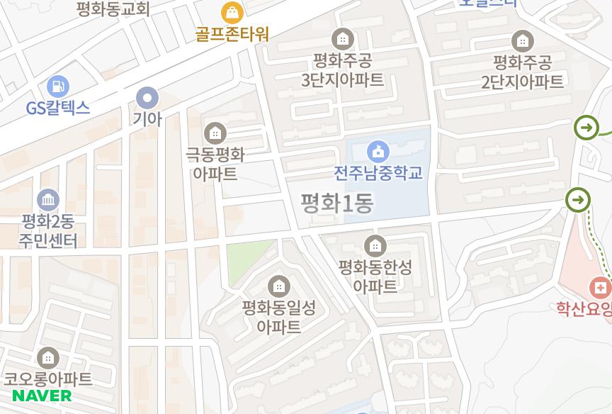 전북특별자치도 전주시 완산구 평화동1가 신정감나무골 위치·실거래 시세 지도