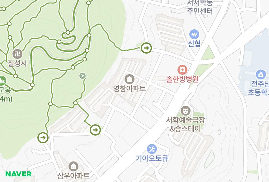 전북특별자치도 전주시 완산구 서서학동 영창공원맨션 위치·실거래 시세 지도