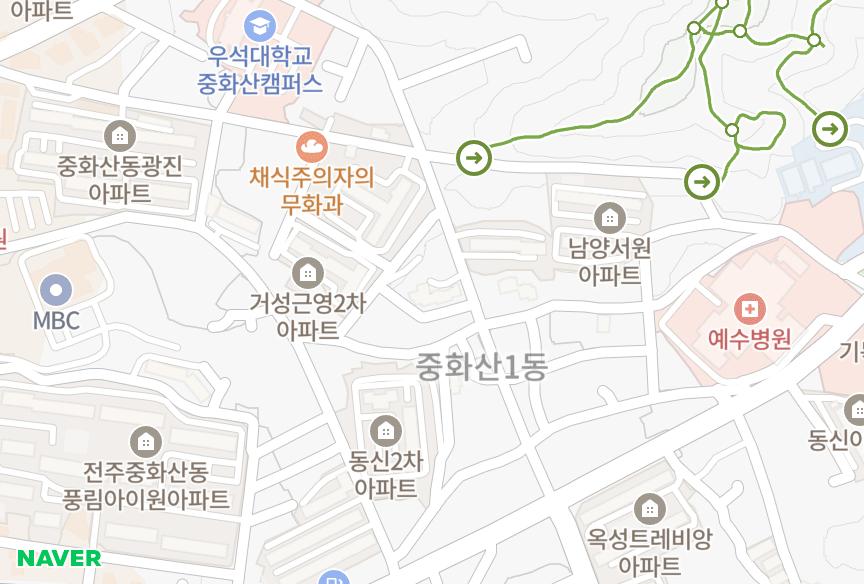 전북특별자치도 전주시 완산구 중화산동1가 엘림샤인빌 위치·실거래 시세 지도