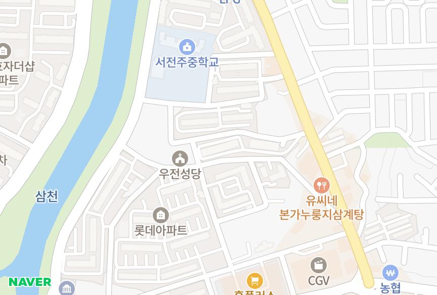 전북특별자치도 전주시 완산구 효자동1가 유진청하맨숀 위치·실거래 시세 지도