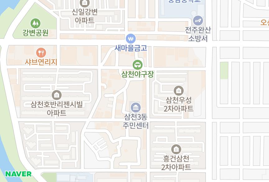 전북특별자치도 전주시 완산구 삼천동1가 프리미엄APT 위치·실거래 시세 지도