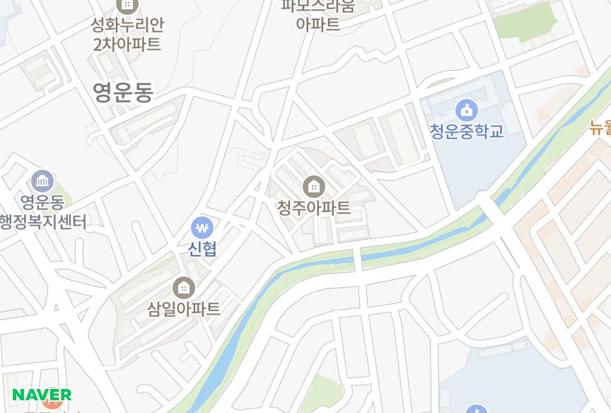 충청북도 청주시 상당구 영운동 청주 위치·실거래 시세 지도