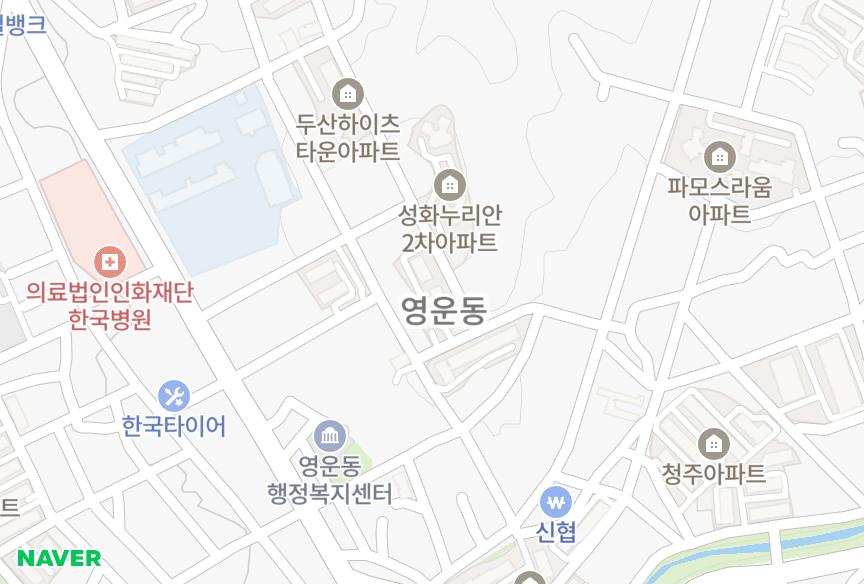 충청북도 청주시 상당구 영운동 영운성화누리안1차 위치·실거래 시세 지도