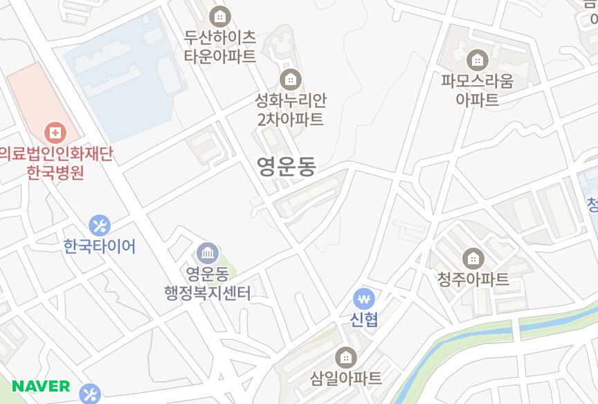 충청북도 청주시 상당구 영운동 에브라임리치빌 위치·실거래 시세 지도