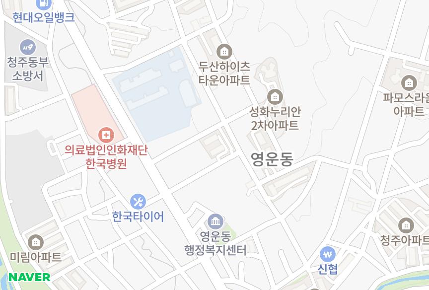 충청북도 청주시 상당구 영운동 정화 위치·실거래 시세 지도