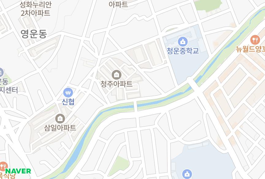 충청북도 청주시 상당구 영운동 형제가동나동 위치·실거래 시세 지도
