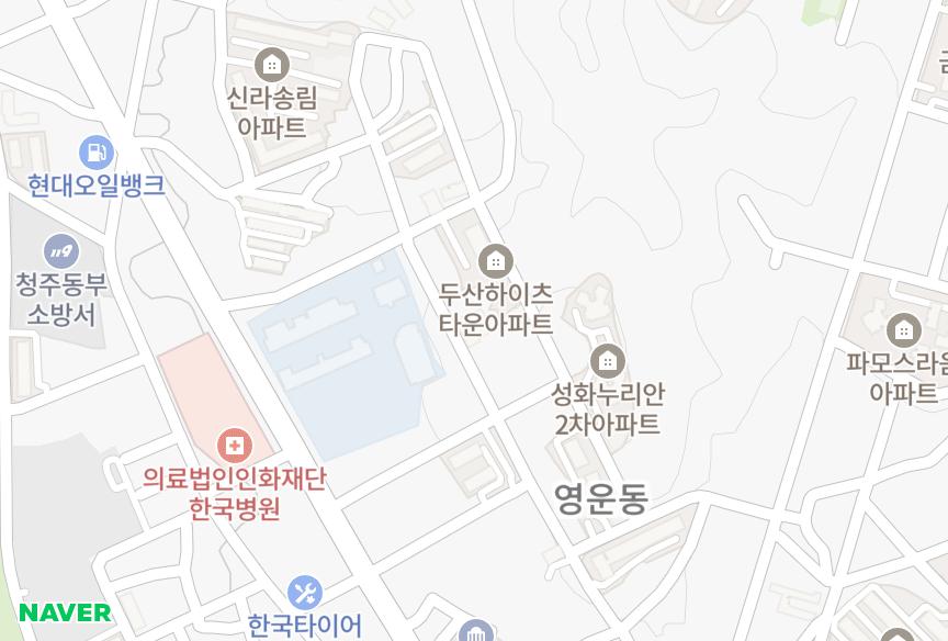 충청북도 청주시 상당구 영운동 한신 위치·실거래 시세 지도