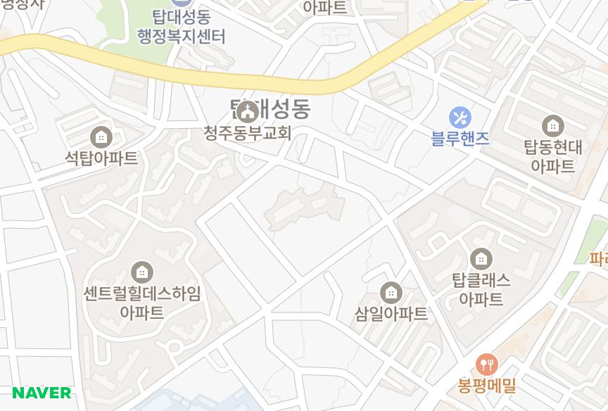 충청북도 청주시 상당구 탑동 대창목화하이츠 위치·실거래 시세 지도
