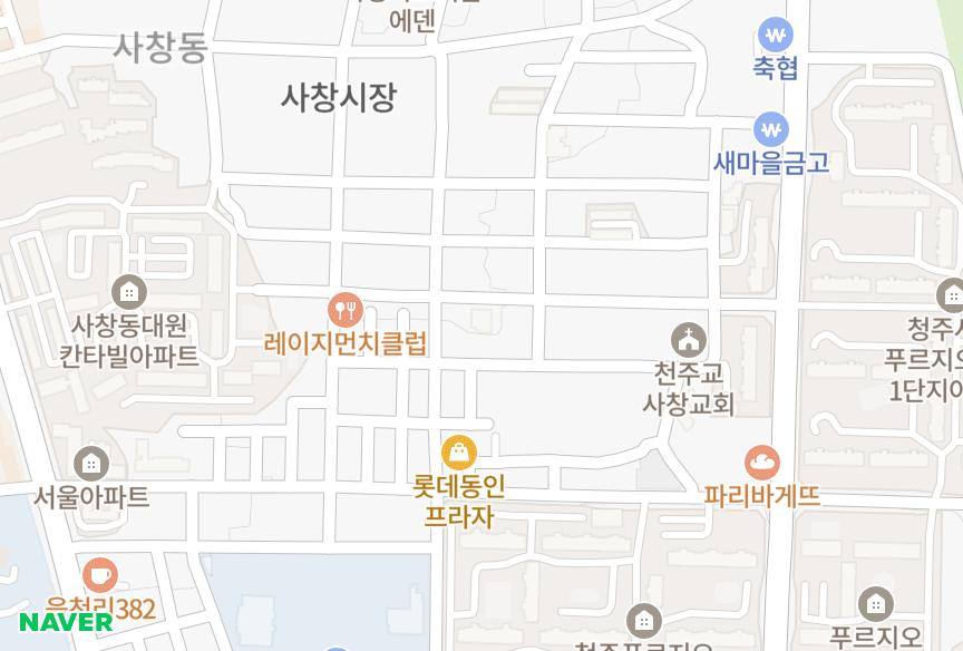 충청북도 청주시 서원구 사창동 통경목련 위치·실거래 시세 지도