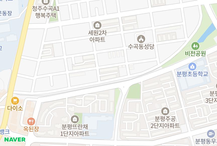 충청북도 청주시 서원구 수곡동 두진한라 위치·실거래 시세 지도