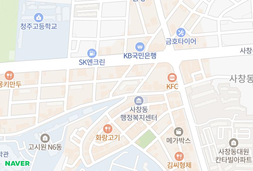 충청북도 청주시 서원구 사창동 현대주택 위치·실거래 시세 지도