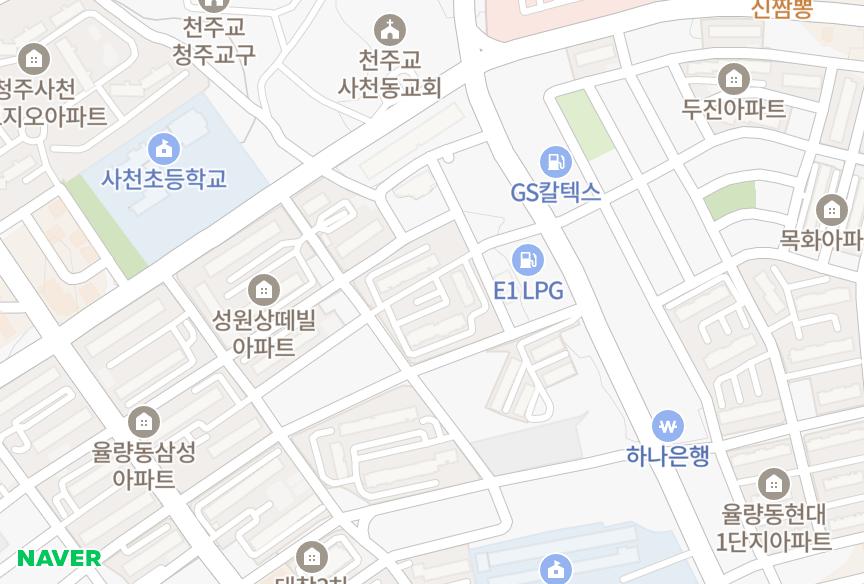 충청북도 청주시 청원구 율량동 현대 위치·실거래 시세 지도
