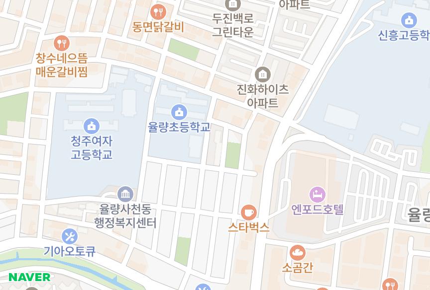 충청북도 청주시 청원구 율량동 효성1차 위치·실거래 시세 지도
