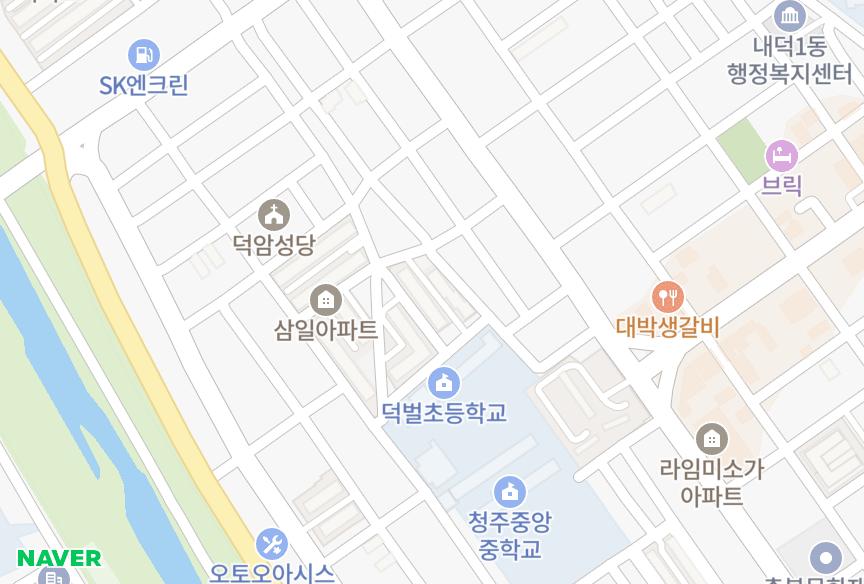 충청북도 청주시 청원구 내덕동 우성 위치·실거래 시세 지도