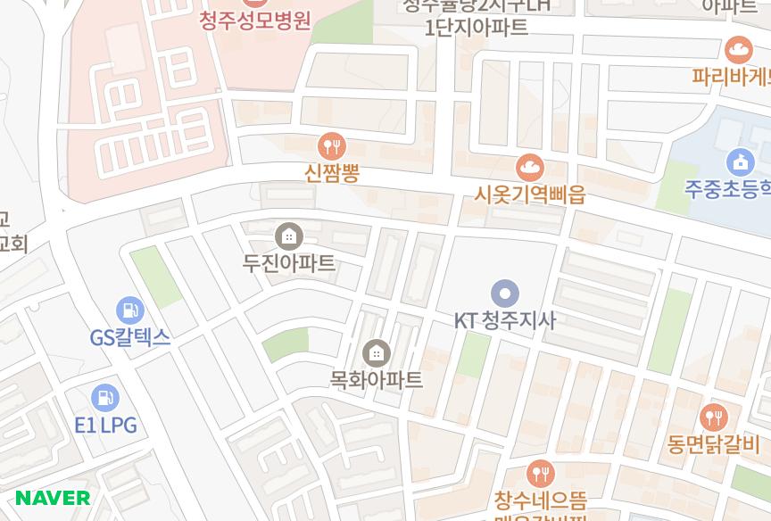 충청북도 청주시 청원구 율량동 한울 위치·실거래 시세 지도