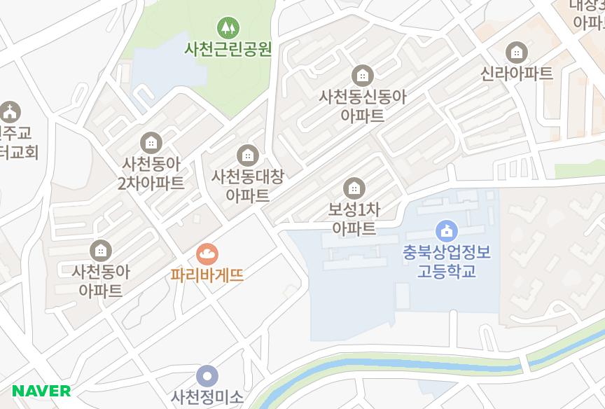 충청북도 청주시 청원구 사천동 보성2차 위치·실거래 시세 지도