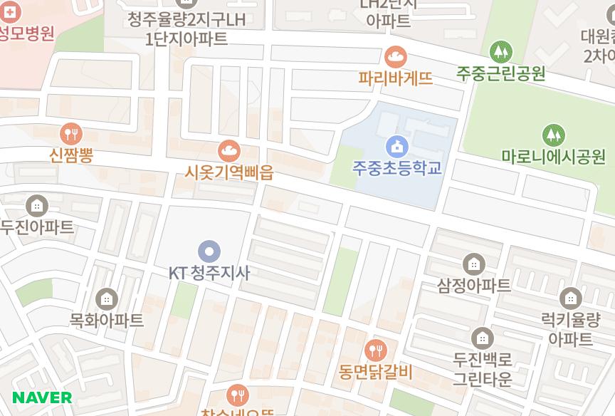 충청북도 청주시 청원구 율량동 율량동재원 위치·실거래 시세 지도