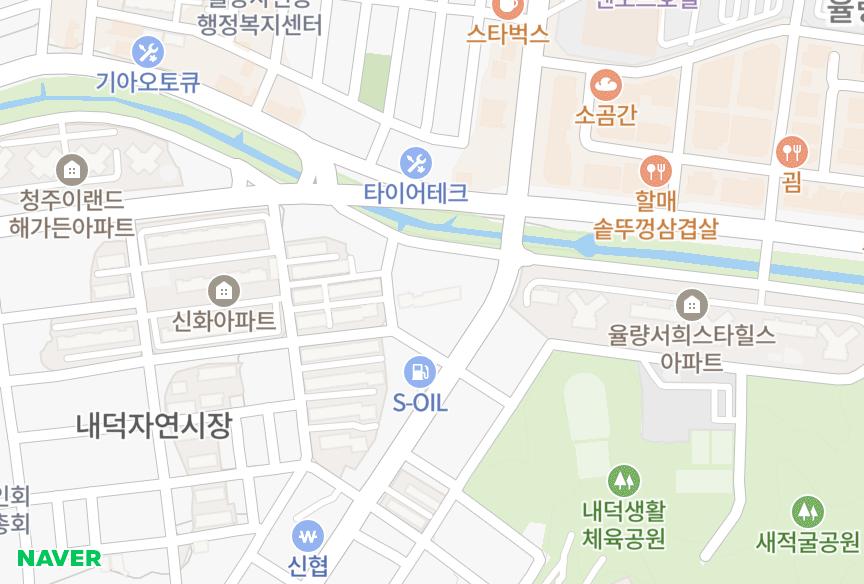 충청북도 청주시 청원구 내덕동 신형제 위치·실거래 시세 지도