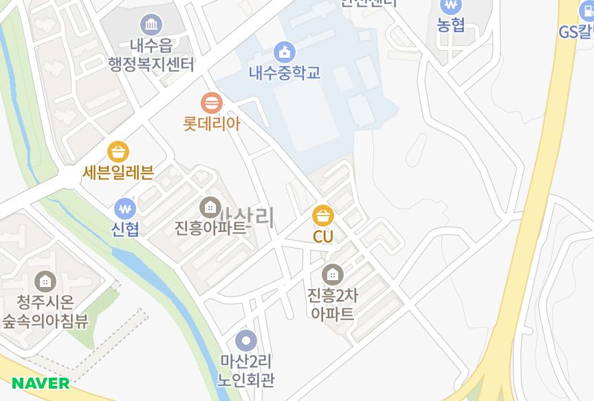 충청북도 청주시 청원구 내수읍 마산리 우창진주1차 위치·실거래 시세 지도