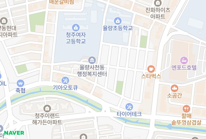 충청북도 청주시 청원구 율량동 원진맨션 위치·실거래 시세 지도