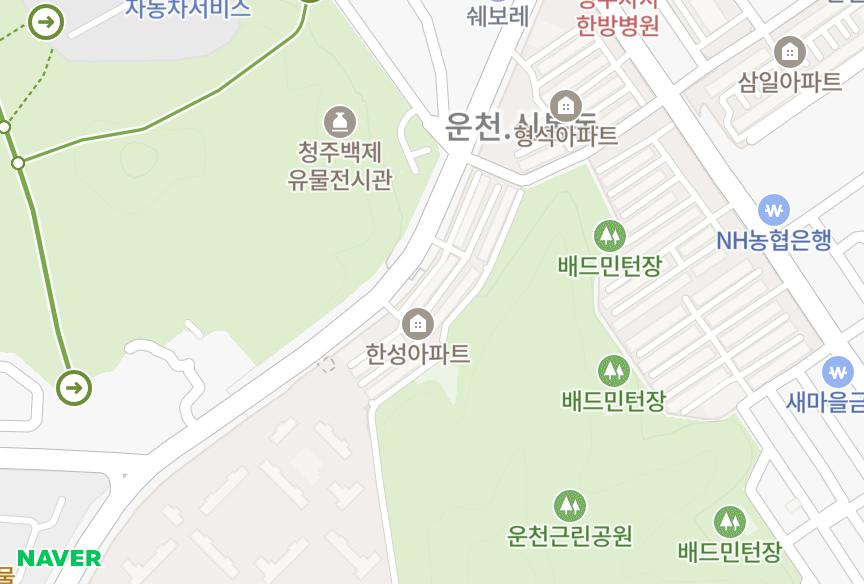 충청북도 청주시 흥덕구 신봉동 한성 위치·실거래 시세 지도
