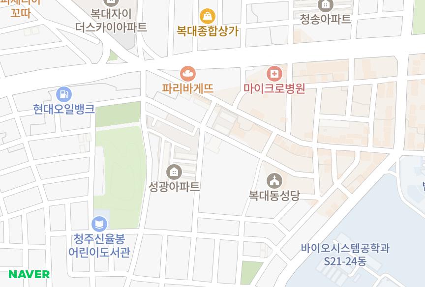 충청북도 청주시 흥덕구 복대동 덕성그린 위치·실거래 시세 지도