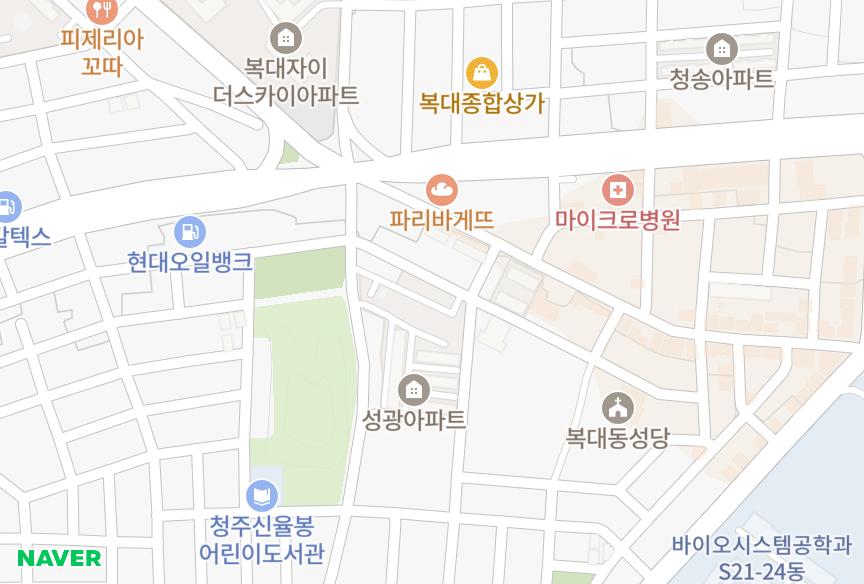 충청북도 청주시 흥덕구 복대동 명성 위치·실거래 시세 지도
