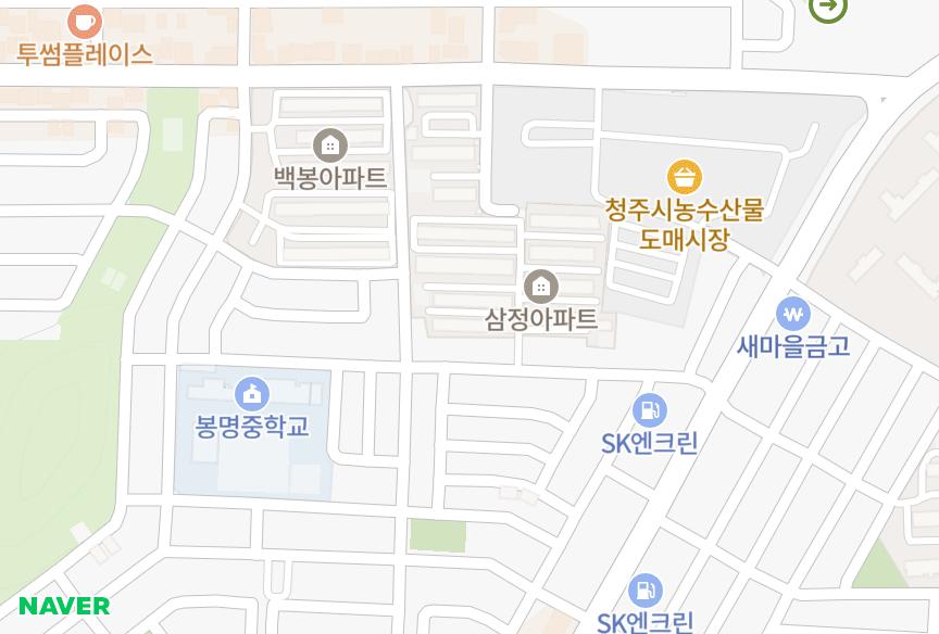 충청북도 청주시 흥덕구 봉명동 삼정주택 위치·실거래 시세 지도