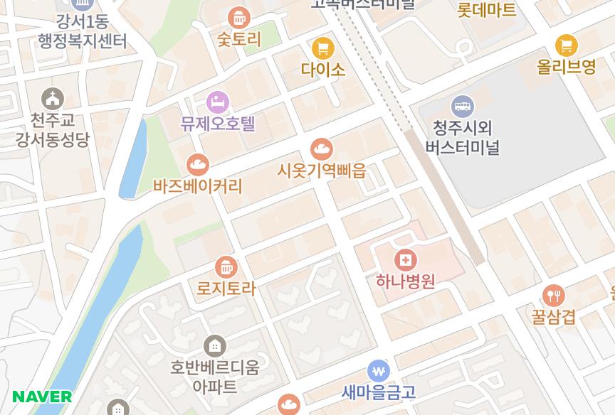 충청북도 청주시 흥덕구 강서동 경도펠리스 위치·실거래 시세 지도