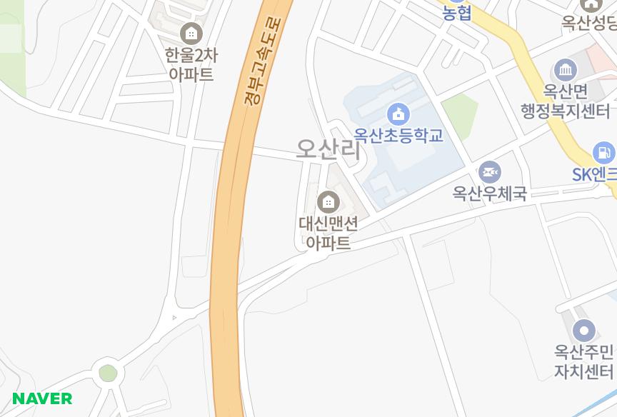 충청북도 청주시 흥덕구 옥산면 오산리 대창 위치·실거래 시세 지도