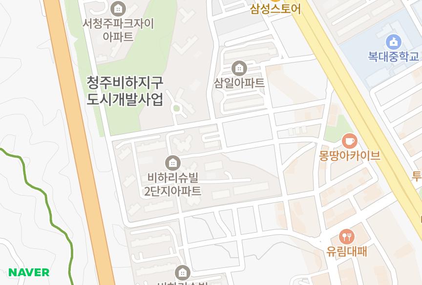 충청북도 청주시 흥덕구 비하동 송정 위치·실거래 시세 지도