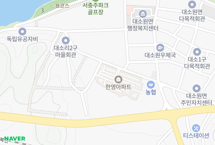 충청북도 충주시 대소원면 대소리 한영2동3동 위치·실거래 시세 지도