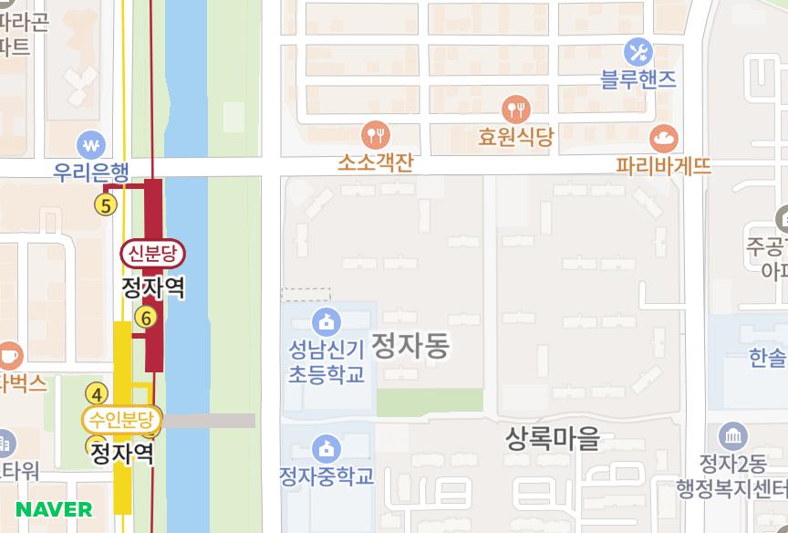 경기도 성남시 분당구 정자동 느티마을3단지공무원 위치·실거래 시세 지도