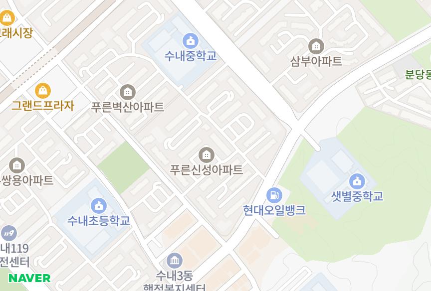 경기도 성남시 분당구 수내동 푸른마을신성 위치·실거래 시세 지도