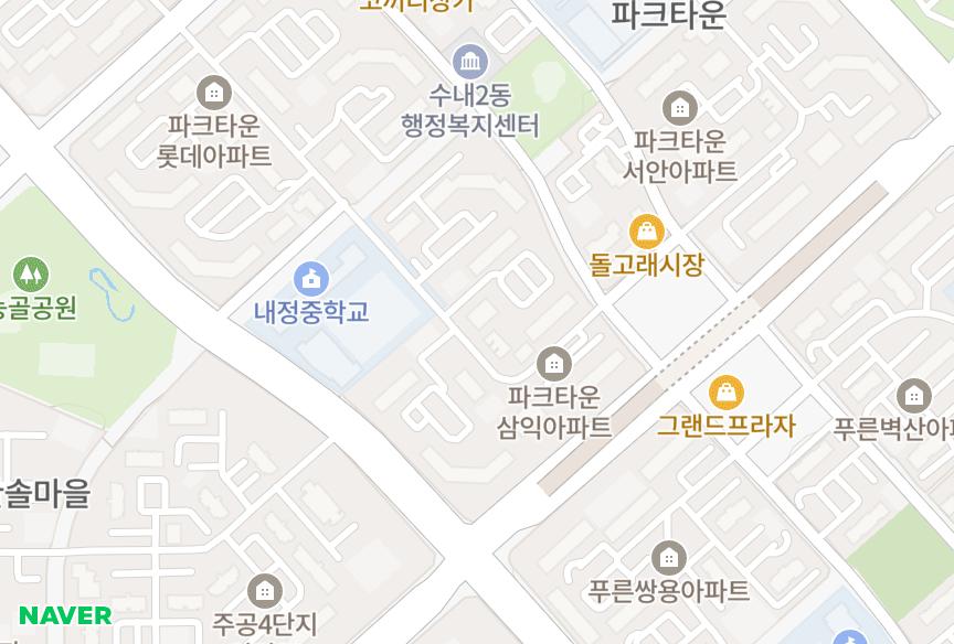 경기도 성남시 분당구 수내동 파크타운삼익 위치·실거래 시세 지도