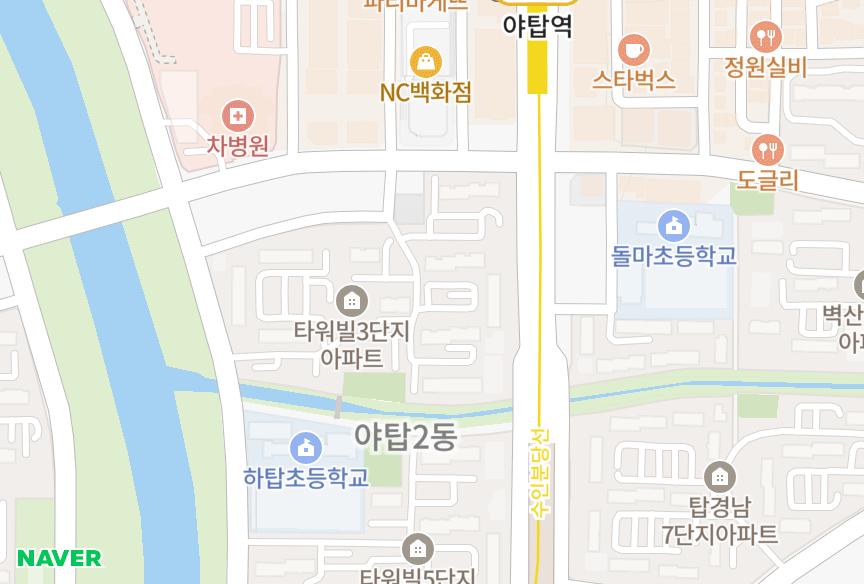 경기도 성남시 분당구 야탑동 탑마을쌍용1차 위치·실거래 시세 지도