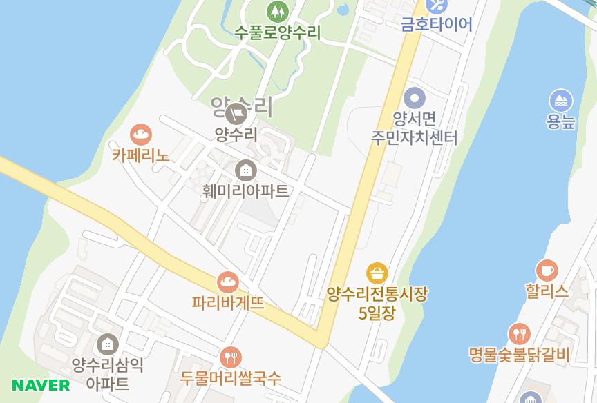경기도 양평군 양서면 양수리 랑데뷰A동 위치·실거래 시세 지도