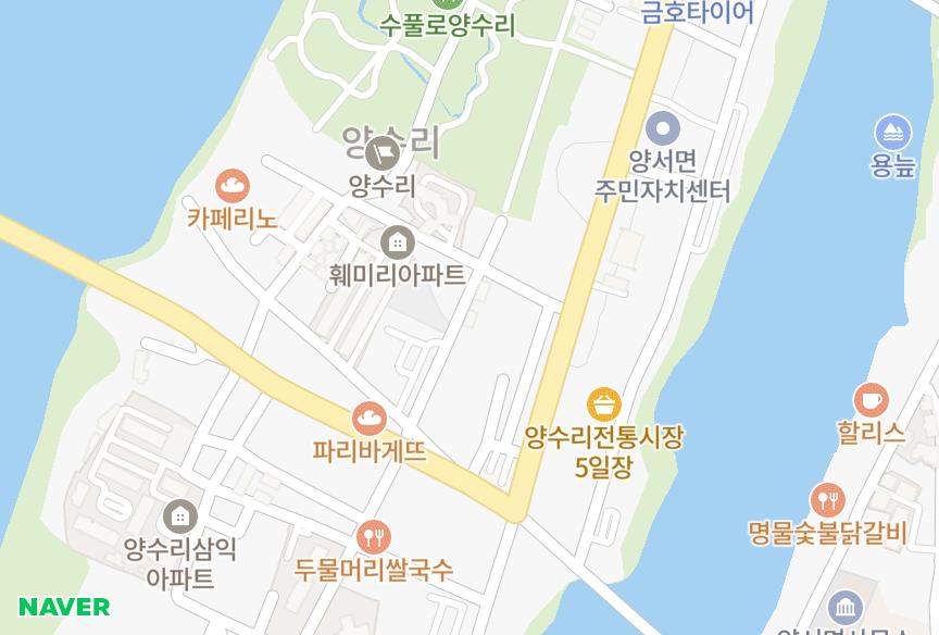 경기도 양평군 양서면 양수리 랑데뷰B동 위치·실거래 시세 지도