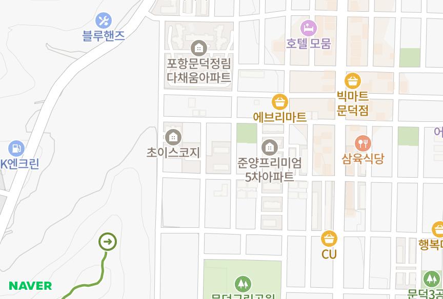 경상북도 포항시 남구 오천읍 문덕리 힐링스타 위치·실거래 시세 지도