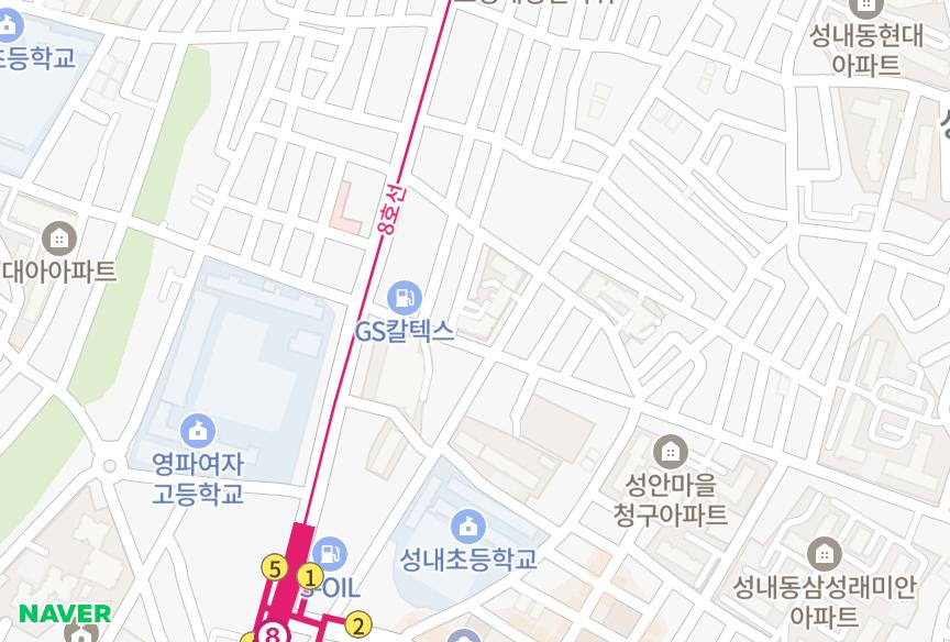 서울특별시 강동구 성내동 포레스 위치·실거래 시세 지도