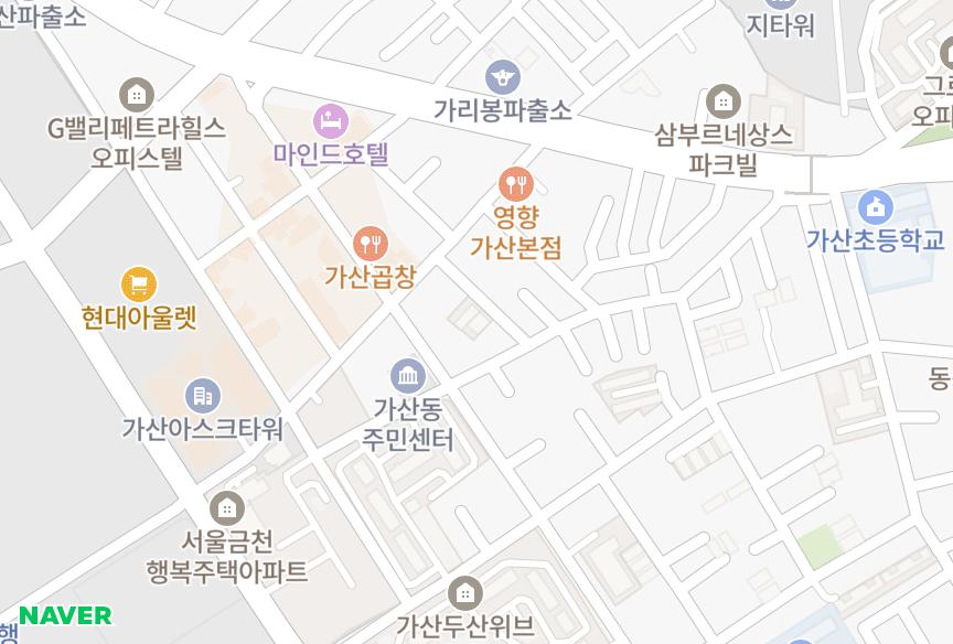 서울특별시 금천구 가산동 백운한비치 위치·실거래 시세 지도