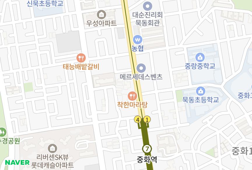 서울특별시 중랑구 중화동 강오B동 위치·실거래 시세 지도