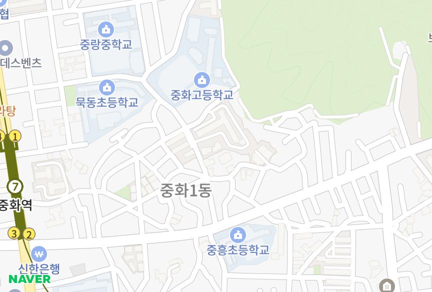 서울특별시 중랑구 중화동 한솔eB동 위치·실거래 시세 지도