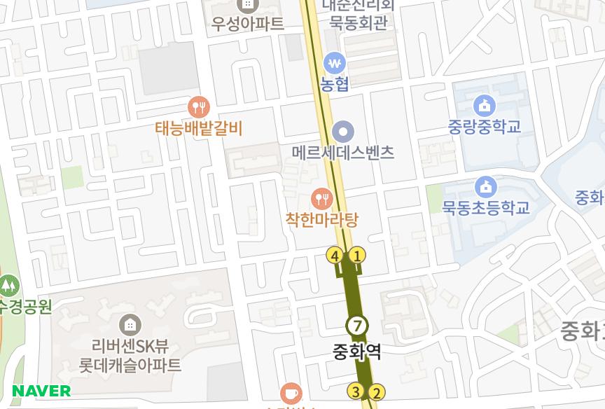 서울특별시 중랑구 중화동 강오A동 위치·실거래 시세 지도