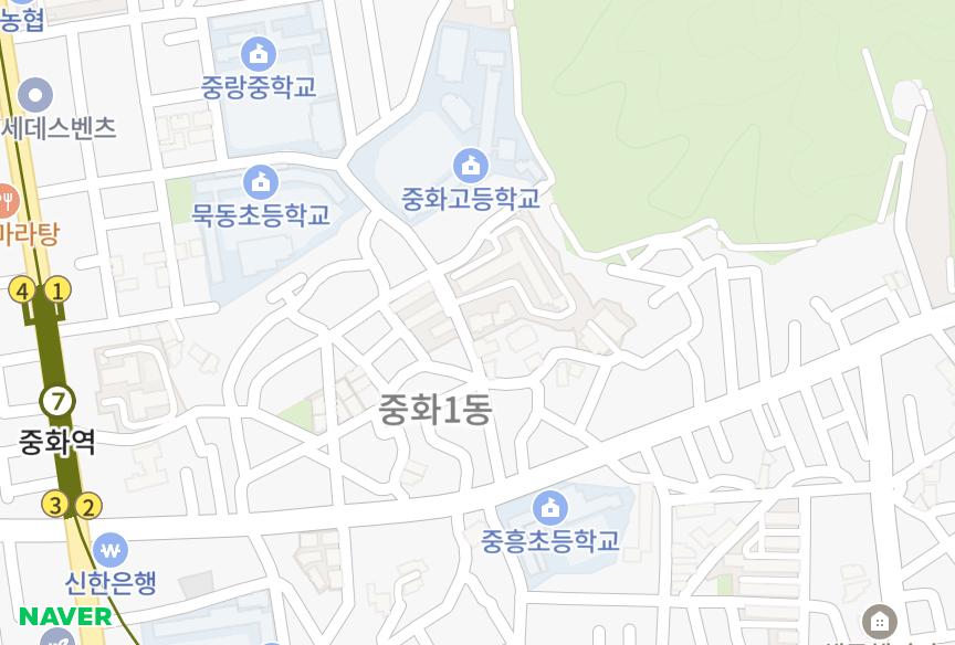 서울특별시 중랑구 중화동 한솔eA동 위치·실거래 시세 지도