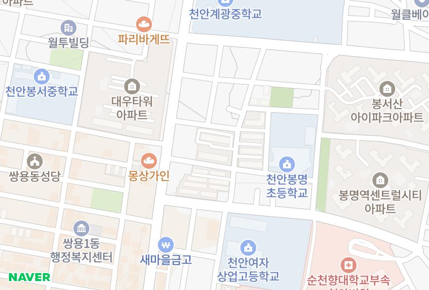 충청남도 천안시 동남구 봉명동 봉명대우목화6차 위치·실거래 시세 지도