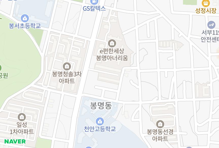 충청남도 천안시 동남구 봉명동 봉명대우목화5차 위치·실거래 시세 지도